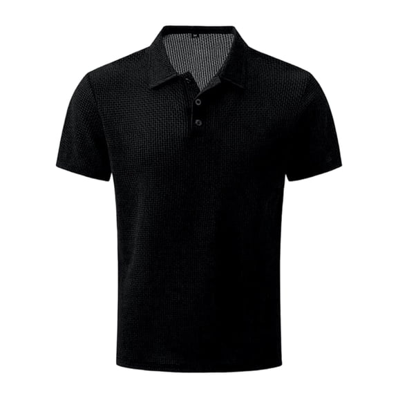 LTTVQM Mens Anti Odor Knit Polo Shirt Short Sleeve Fresh Feel Golf Shirt Comfort Tops All Day Fresh T-Shirts Active Wear Black M