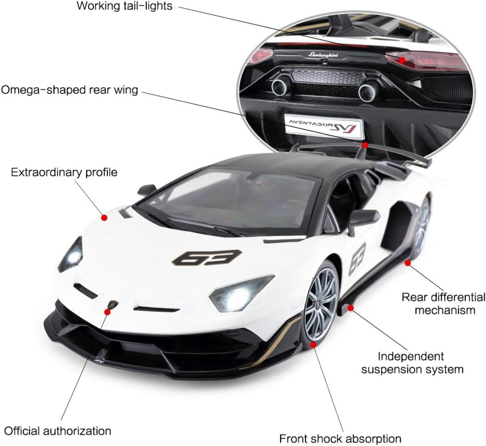 1:14 Lamborghini Aventador SVJ Super RC Car 2.4G
