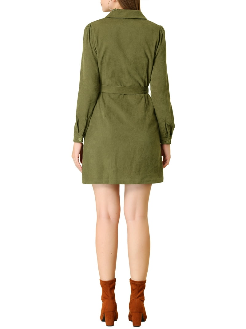 INSPIRE CHIC Women's Corduroy Tie Waist Button Front Vintage Mini A-Line Shirt Dresses Army Green XL - Walmart.com INSPIRE CHIC Women's Corduroy Tie Waist Button Front Vintage Mini A-Line Shirt Dresses Army Green XL - Walmart.com