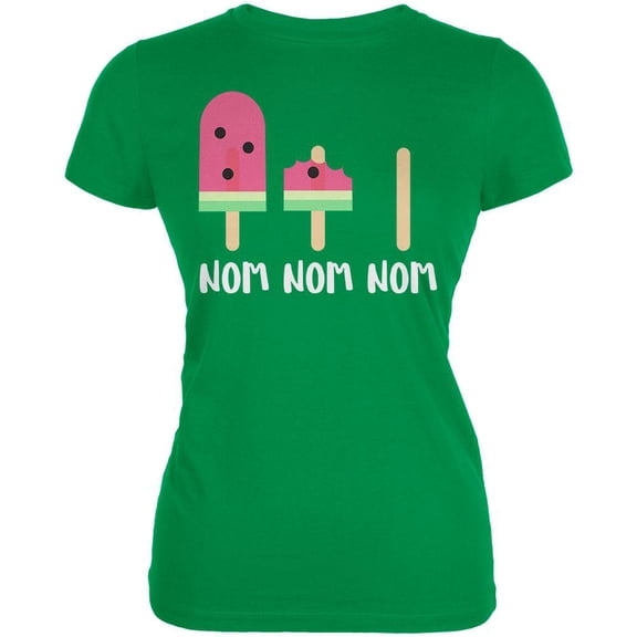 Summer Sun Ice Pop Watermelon Nom Nom Nom Juniors Soft T Shirt Irish Green MD