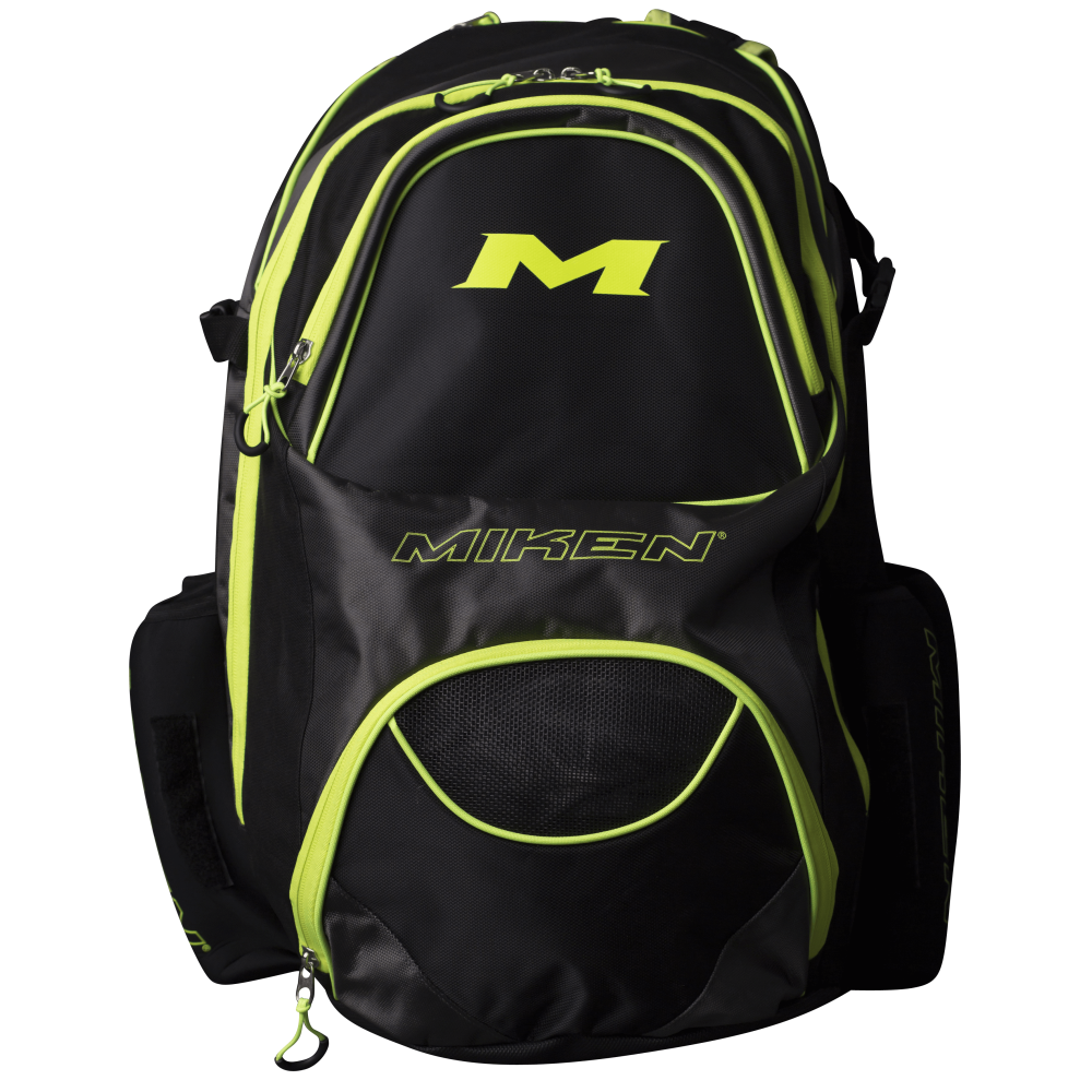 Miken Players XL Slowpitch Softball Backpack (Black/Charcoal/Green