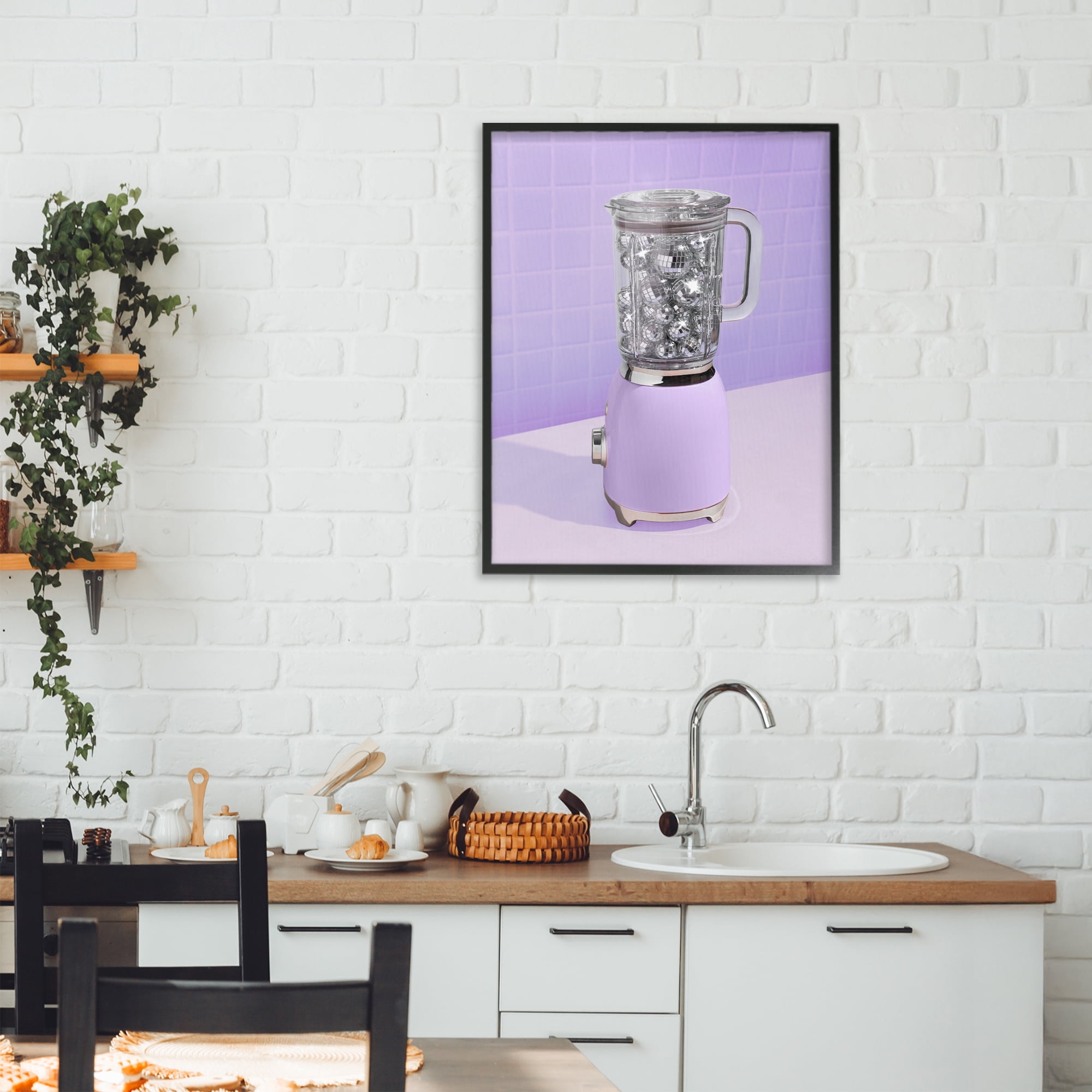Stupell Industries Disco Drink Blender over Purple Black Framed Giclee Art, design by LISH Creative