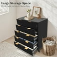 thumbnail image 6 of Fluted 5 Drawers Dresser, 48" Tall Modern Chest of Drawers, Curved Profile Design, Wood Drawer Organizer for Bedroom, Living Room, Hallway, Entryway, 6 of 8