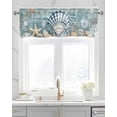 thumbnail image 2 of Teal Coastal Shell Kitchen Valances for Windows Farmhouse Linen Window Valance Curtain for Living Room Window Treatment Summer Nautical Ocean Starfish Coral Valance Rod Pocket Topper, 42 x 12 Inch, 2 of 6