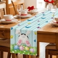 thumbnail image 5 of Easter Table Runner - 60 Inch Long Spring Easter Eggs Bunny Teal Wooden Grain Cotton and Linen Blended Dress Scarves Farmhouse Table Runner for Kitchen Dining, Coffee Table, 13" x 60", 5 of 8