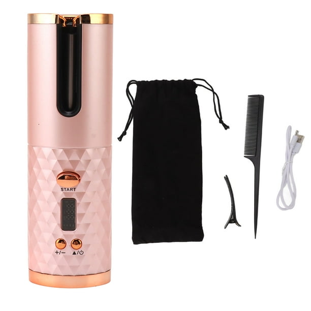 Rizador de pelo automático inalámbrico, de calentamiento rápido, recargable por USB, portátil, con pantalla digital para peinar el cabello.