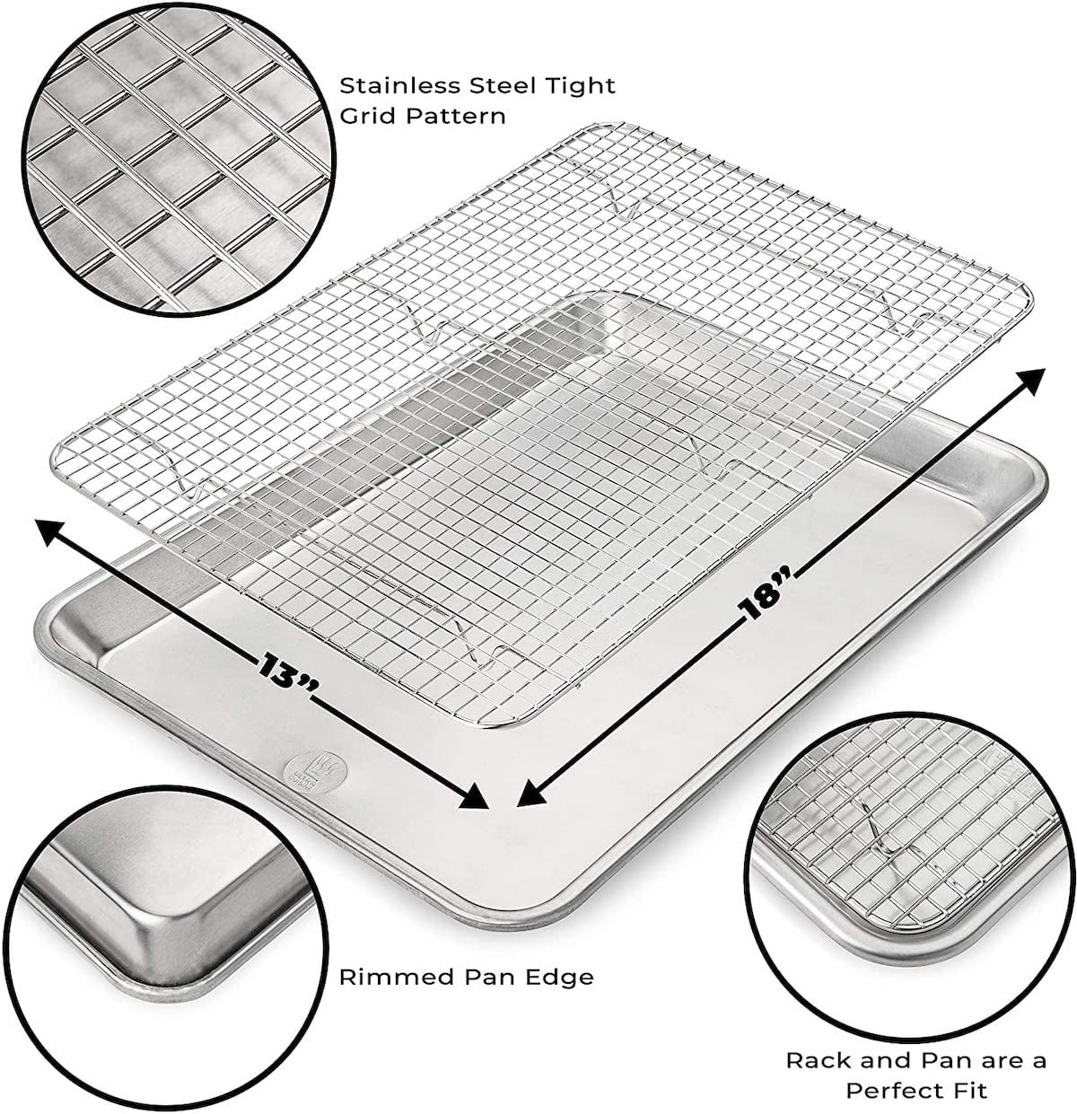 Ultra Cuisine 17.9" x 12.9" Stainless Steel,Aluminum Baking Sheet,
