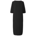 thumbnail image 2 of Bellella Robe Femme Couleur Unie Midi Col Rond Robes Décontractées T-Shirt Uni Robe d'Été Noire 3TG, 2 of 4