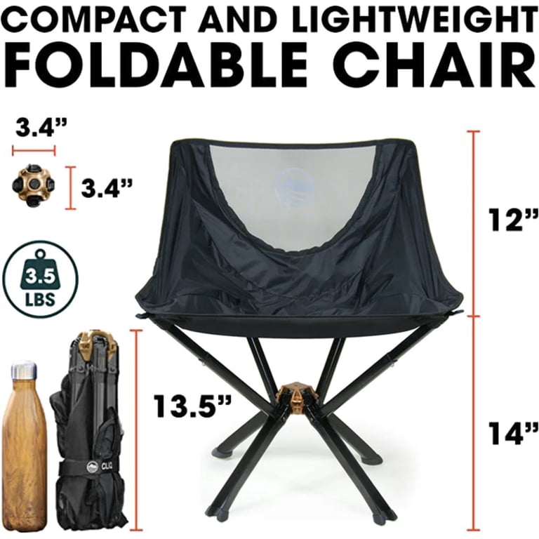 Chaise De Camping CLIQ Pliante Ultra Portable - Se Plie Comme Une Bouteille, Légère Et Solide