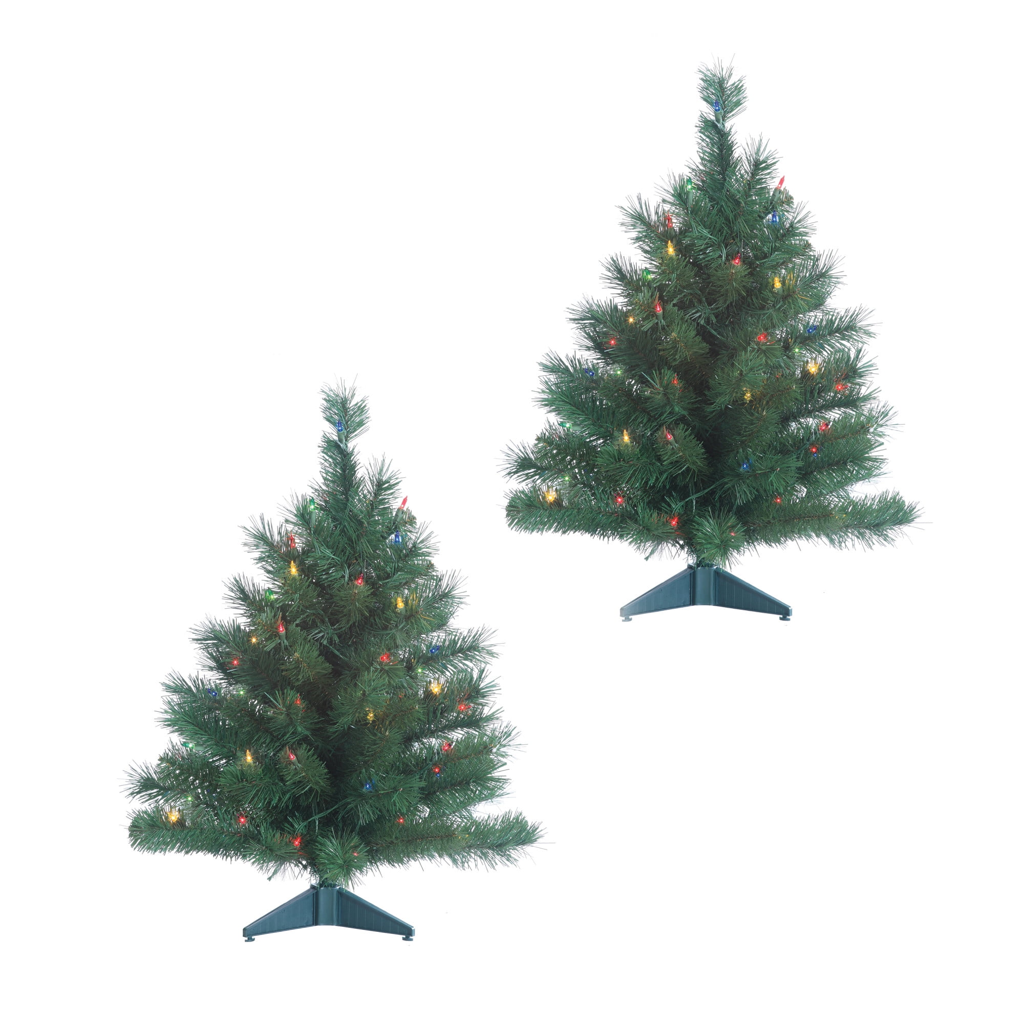 DLUX 3-Pack Artificial Charlie Canadian Pine Sturdy Tabletop 2′ Christmas Trees