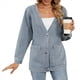 thumbnail image 3 of Chaqueta Vaquera Tipo Cárdigan con Botones para Mujer, de Moda de Otoño, con Cuello en V, Larga, Abrigo de Invierno. Azul L, 3 of 10