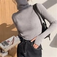 thumbnail image 4 of Women heaps collar Turtleneck Sweaters Autumn Winter Slim Pullover Women Basic Tops Casual Soft Knit Sweater Soft Warm Jumper, 4 of 5