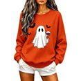 thumbnail image 2 of Alllist Halloween Fall Winter Tops for Women 2026 Crew Neck Long Sleeve Orange Sweatshirt Relaxed Fit Ghost Bat Refined Tops Orange,Xl, 2 of 4