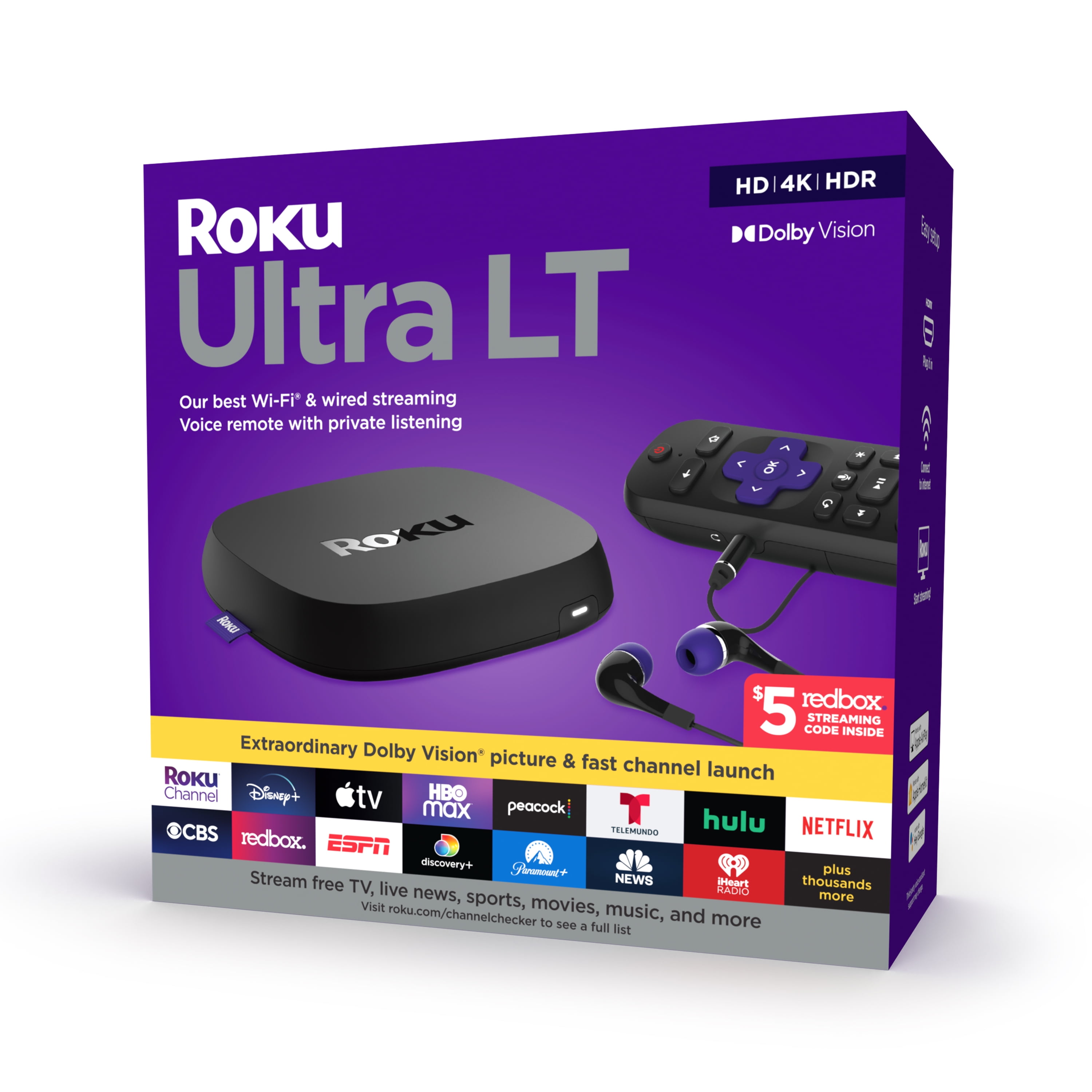 Roku Ultra 4K HD Streaming Media Player 4661R with JBL Headphones 
