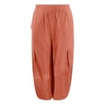 thumbnail image 4 of Endives Women's Cotton Linen Pants Loose Wide Leg Pant Baggy Fashion Pants Trousers Bloomers Brick Red, 4 of 7