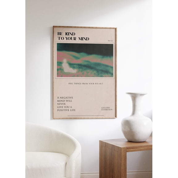 Be Kind To Your Mind 70s Retro Typography Art, Unframed Paper Poster 8x10in
