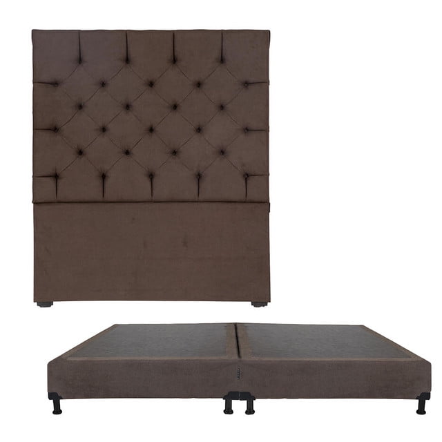 Box Base Cama King Size + Cabecera Capri Chocolate Dicasa Bless