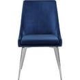 thumbnail image 5 of Maykoosh Baroque Bonanza Modern, Contemporary Velvet Upholstered Dining Chair with Sturdy Metal Legs, Set of 2, 19.5" W x 21.5" D x 33.5" H-Color:Navy and Chrome, 5 of 10
