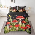 thumbnail image 2 of jejeloiu Red Mushroom Fungus 7-Piece Twin Bedding Sets,Rustic Plants Leaves Bedding Comforter Set,Red Green Black Sheet Sets For Girl,Luxury Bedroom Decor Reversible, 2 of 8
