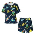 thumbnail image 4 of Picia Funny Spaceships Pajamas Sets for Women Soft Short-Sleeved Pjs with Lounge Shorts Two Piece Sleepwear-3X-Large, 4 of 9