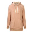 thumbnail image 6 of Women Zippered Hoodie Sweatshirts Clearance Sale Winter Fall Oversized Hooded Long Sleeve Puff Drop Shoulder Side Split Solid Color Leisure Cotton Hoodies Hoodie(Khaki,XL), 6 of 9