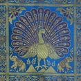 thumbnail image 3 of Stylo Culture Indian Living Room Brocade Turquoise And Gold Throw Pillow Covers 12x12 Jacquard Weave Banarasi Sofa Decorative Cushion Covers Dancing Peacock Floral 30x30 cm Cushion Covers (Set Of 2), 3 of 4