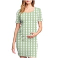 thumbnail image 2 of Ovzne Robes Grande Taille pour Femmes Courbes Robe d'Été Femme Jupe de Maternité Plissée Imprimée à Manches Courtes Col Rond Mi-Mollet Robe Maxi Grande Taille Manches Courtes Imprimée, 2 of 7
