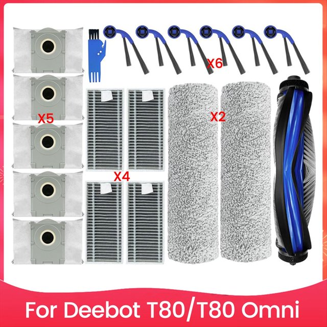 Kit de Accesorios Aspiradora para T80/T80 Omni: Cepillo Lateral Principal, Filtros HEPA, Bolsas de Repuesto