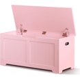 thumbnail image 1 of Storage Chest, 39 inches Chest Box Organizer with 2 Safety Hinges, Wooden Entryway Shoe Organizer Storage Bench, Pink, 1 of 7