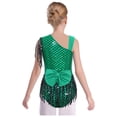 thumbnail image 2 of TiaoBug Kids Girls Sequins Tassels Gymnastics Leotards Ballet Modern Jazz Latin Dance Bodysuit Dancewear Top Green 5T, 2 of 7