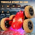 thumbnail image 3 of 2.4Ghz Remote Control Car, Double Sided Stunt RC Car with LED Light, 360° Rotating, All Terrain 4WD off Road Truck Toy for Boys Girls Gifts, Red, 3 of 7