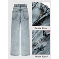 thumbnail image 6 of OYYN Girls' Printed Wide Leg Jeans Casual 7-14Y Y2K Style Distressed Denim Trousers Streetwear, 6 of 6