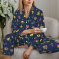 thumbnail image 6 of Salouo Mardi Gras Carnival Pattern Women's Pajamas Set Long Sleeve Button Down Sleepwear Soft Pj Lounge Sets for women 2 Piece Pjs Set with Long Pants-Medium, 6 of 7