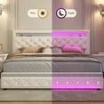 thumbnail image 2 of SIBEDS PU Leather White LED Bed Frame with Adjustable Headboard and 2 Drawers Pockets, King, 2 of 8