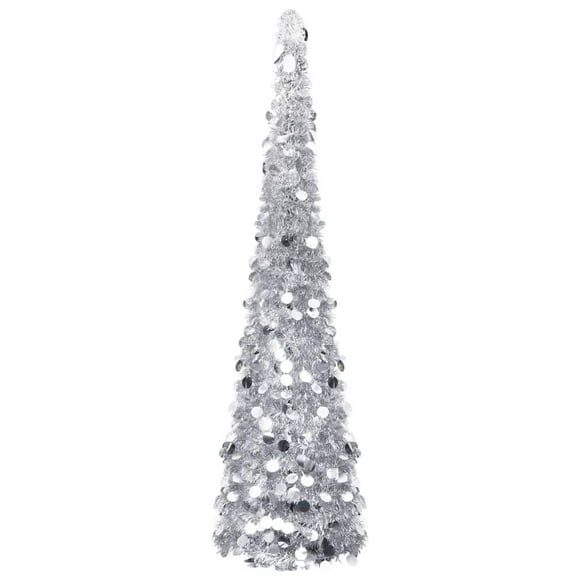 Árbol de Navidad VidaXL desplegable PET plateado 180 cm para interiores y exteriores