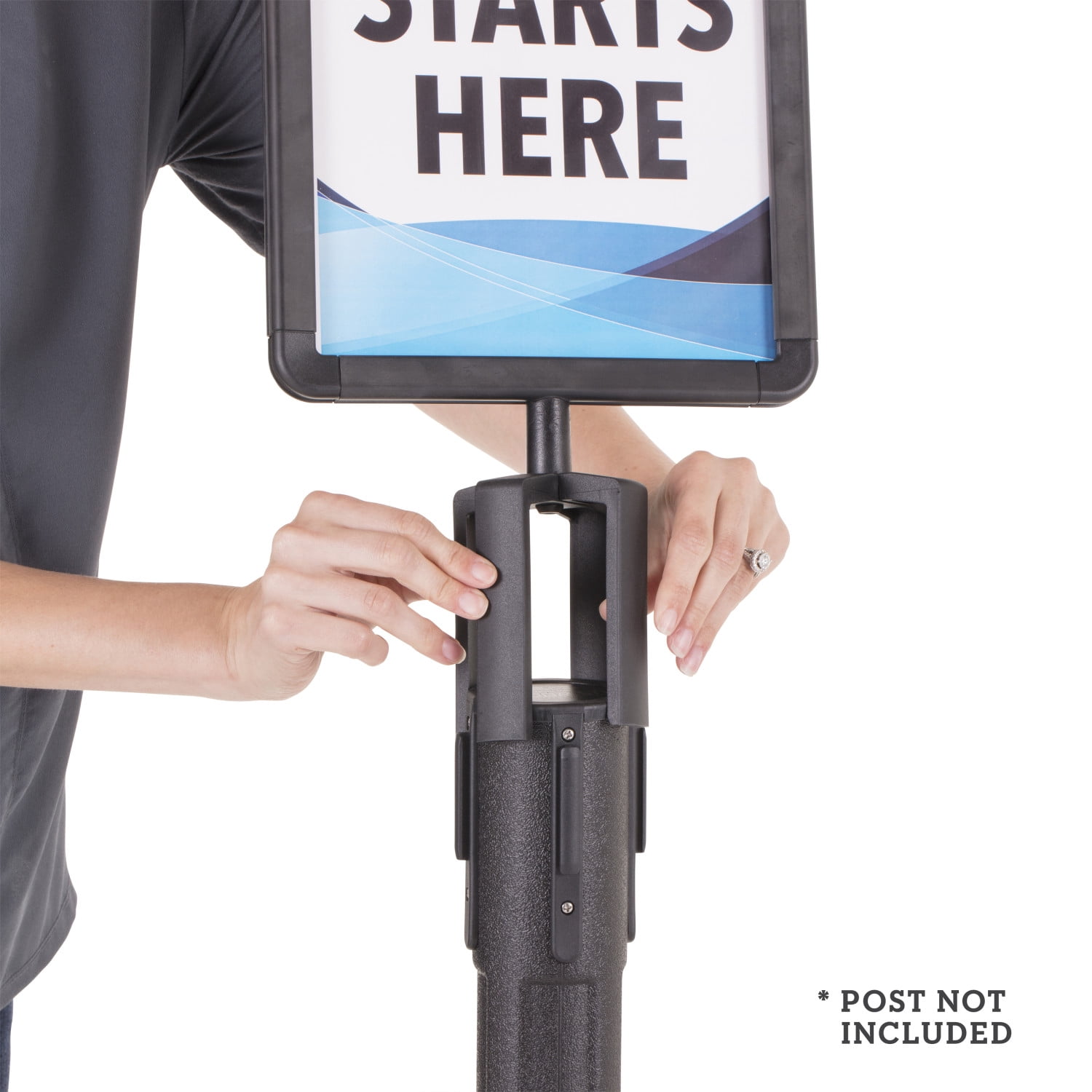 US Weight Plastic Stanchion Sign Holder with Plexiglass Covers for