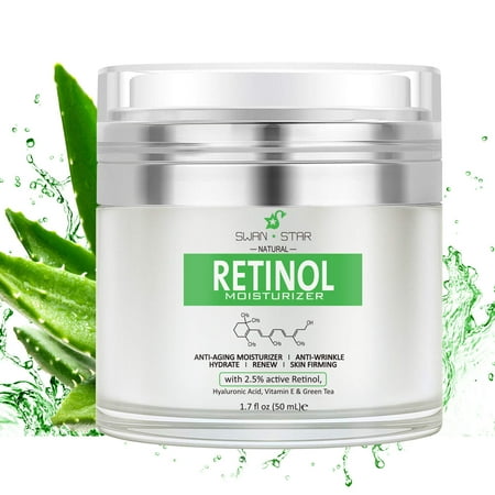 SWAN ☆ STAR Retinol Moisturizer Anti Aging Cream - Anti Wrinkle Lotion - Face & Neck - Helps Reduce Appearance of Wrinkles, Crows Feet, Circles & Fine Lines - With Vitamin C Hyaluronic Acid (What's The Best Face Lotion)