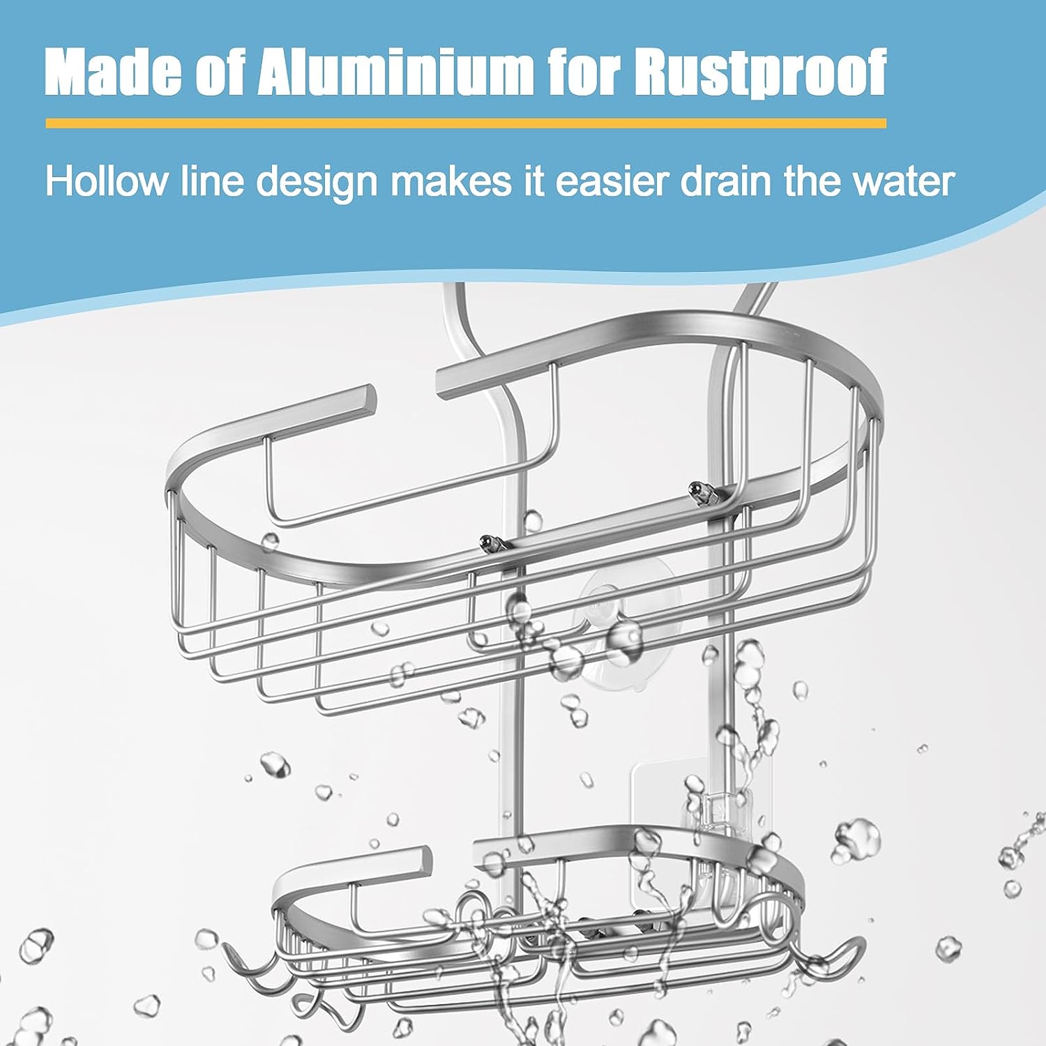 Over Shower Head Shower Caddy 3 Tier Hanging Organizer with Soap Holder and Hooks, Silver