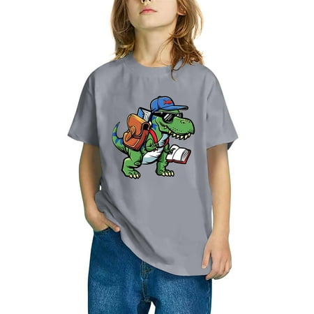 BLTIBY 2025 Toddler Girls Boys T-shirt Summer Round Neck Printed Short Sleeve Tee Kids Loose Cute Fashion Pullover Tops 2025 Gray 2 3-4 Years BLTIBY 2025 Toddler Girls Boys T-shirt Summer Round Neck Printed Short Sleeve Tee Kids Loose Cute Fashion Pullover Tops 2025 Gray 2 3-4 Years