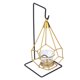 thumbnail image 1 of Portavelas de cristal de metal, elegante portavelas votivo dorado para hogar, oficina, bar, ambiente romántico, diseño único de pergamino, 1 of 14