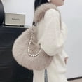 thumbnail image 3 of Sweet Cool Faux Fur Women's Shoulder Bag Solid Color Plush Female Chain Underarm Bags Simple Winter Female Fluffy Hobos Handbags, 3 of 6