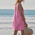 thumbnail image 5 of Difdany 2024 Women's Jumpsuits Solid Color Sleeveless One-Piece Wide Long Jumpsuits Ruffle Crew Neck Fashion Rompers Jumpsuit Outfits Hot Pink S, 5 of 7