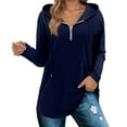 thumbnail image 2 of Quarter Zip Pullover Women 2025 Fall Winter Long Sleeve Plain Hoodie Hooded Sweatshirt Pullover Tops, 2 of 6