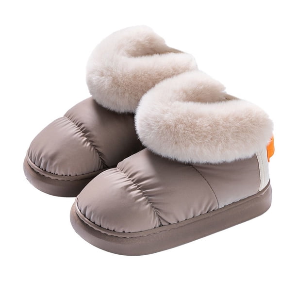 Botas de nieve cortas de felpa para mujer, zapatillas de algodón antideslizantes con forro polar y suela gruesa de invierno para personas mayores, zapatos cálidos con relleno de algodón para