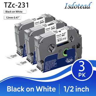 Brother P-touch TZE-FX231 Tape, 0.47 in. x 26.2 ft. Black on White