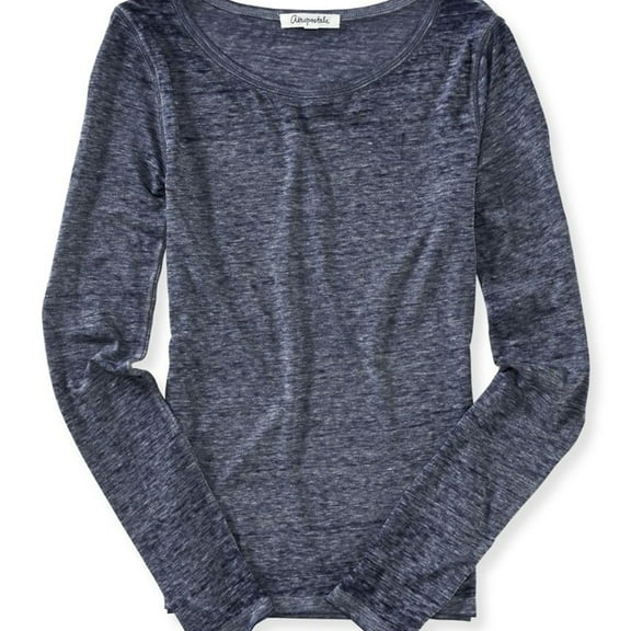 Aeropostale Womens Ultra Light Textured Basic T-Shirt, Blue, Juniors, Large
