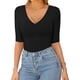 thumbnail image 2 of Xishao Women's Mock Neck/Turtle Neck Long Sleeve Modal Bodysuit Jumpsuit Xishao ropa, 2 of 2