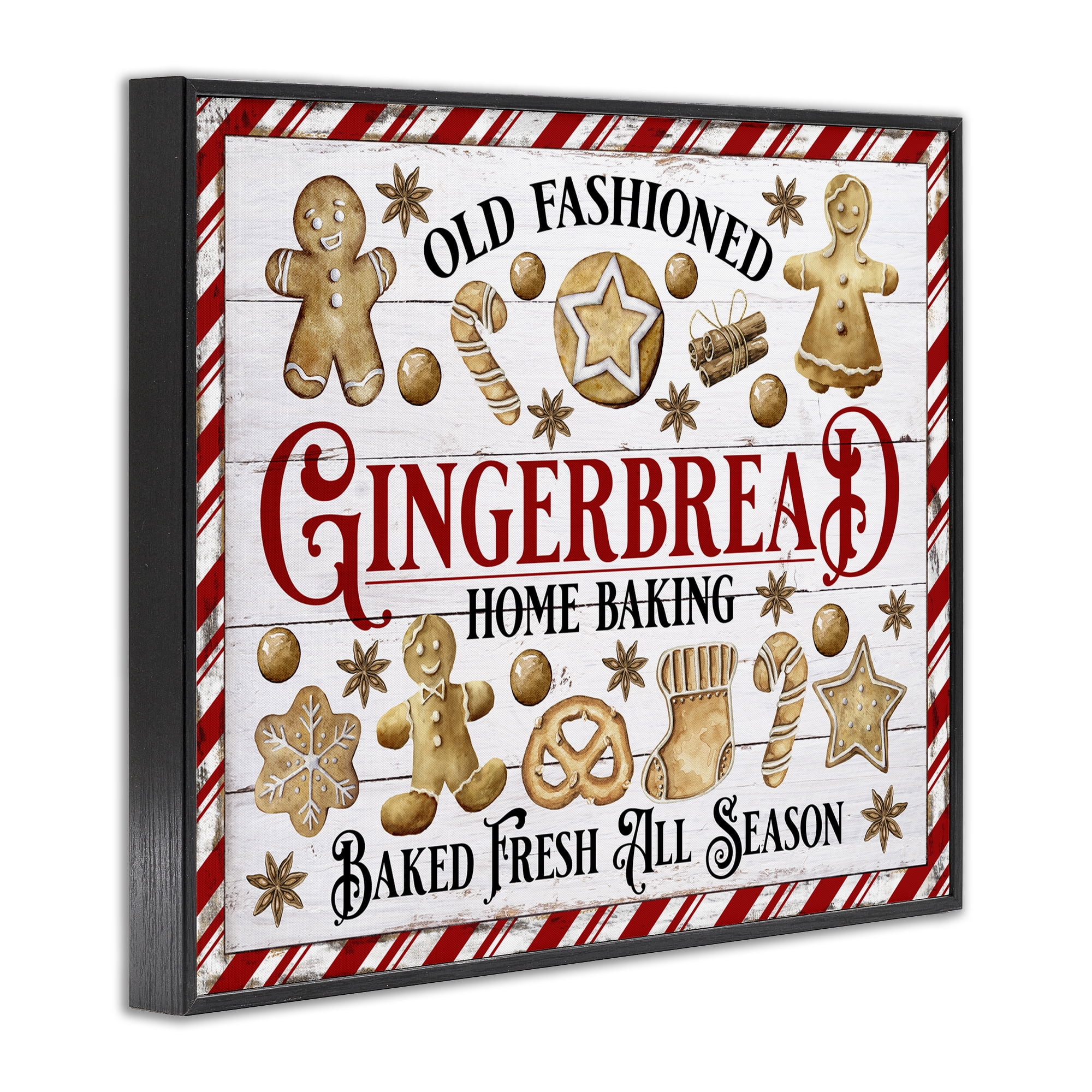 Stupell Industries Old Fashioned Gingerbread Holiday Painting Black Framed Art Prints Wall Art, 20 x 16