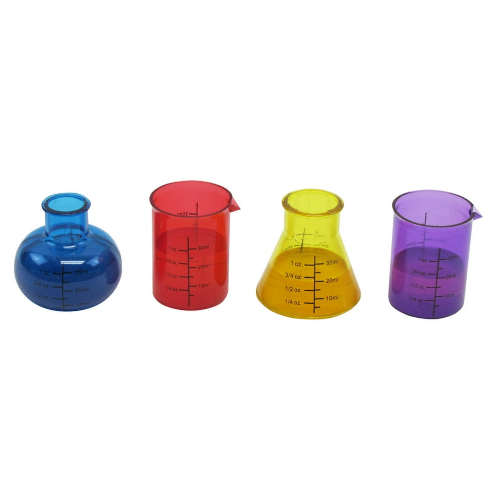 4 Pc Set Novelty Chemistry Beaker Shot Glasses Plastic Drink Glass