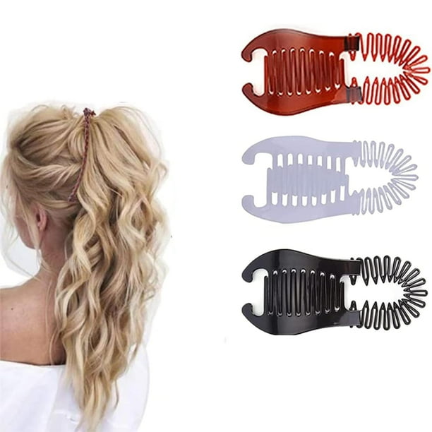 Zhuge pinzas para el pelo con forma de plátano para mujer: pinzas para el pelo con forma de plátanopinzas para el pelo con forma de plátano para cabello grueso (marrón, negro y blanco)